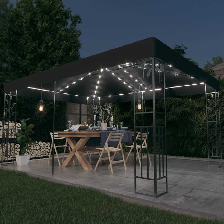 Paviljong Dubbla Tak Och Ljusslinga Led 3X4 M