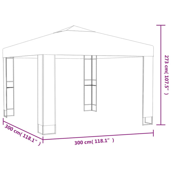 Paviljong Med Dubbeltak Och Ljusslinga Led 3X3 M