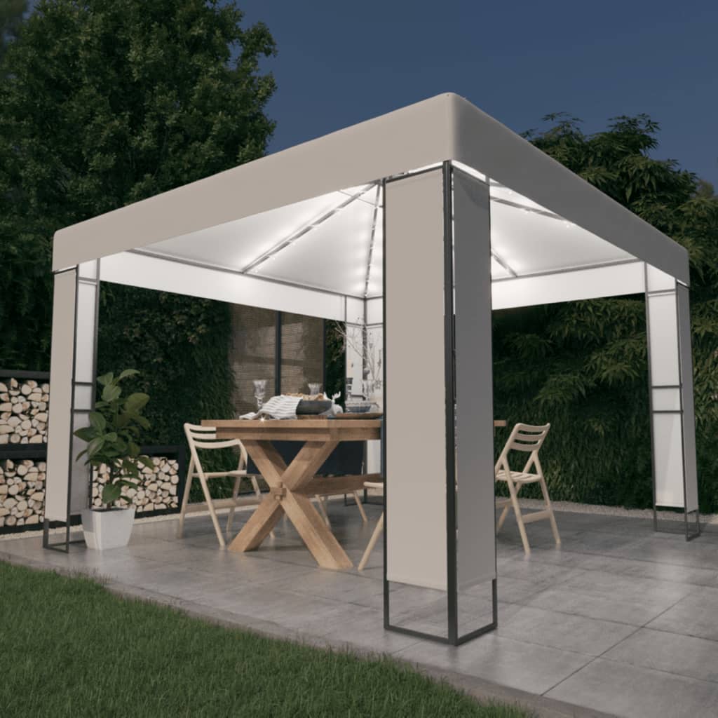 Paviljong Med Dubbeltak Och Ljusslinga Led 3X3 M