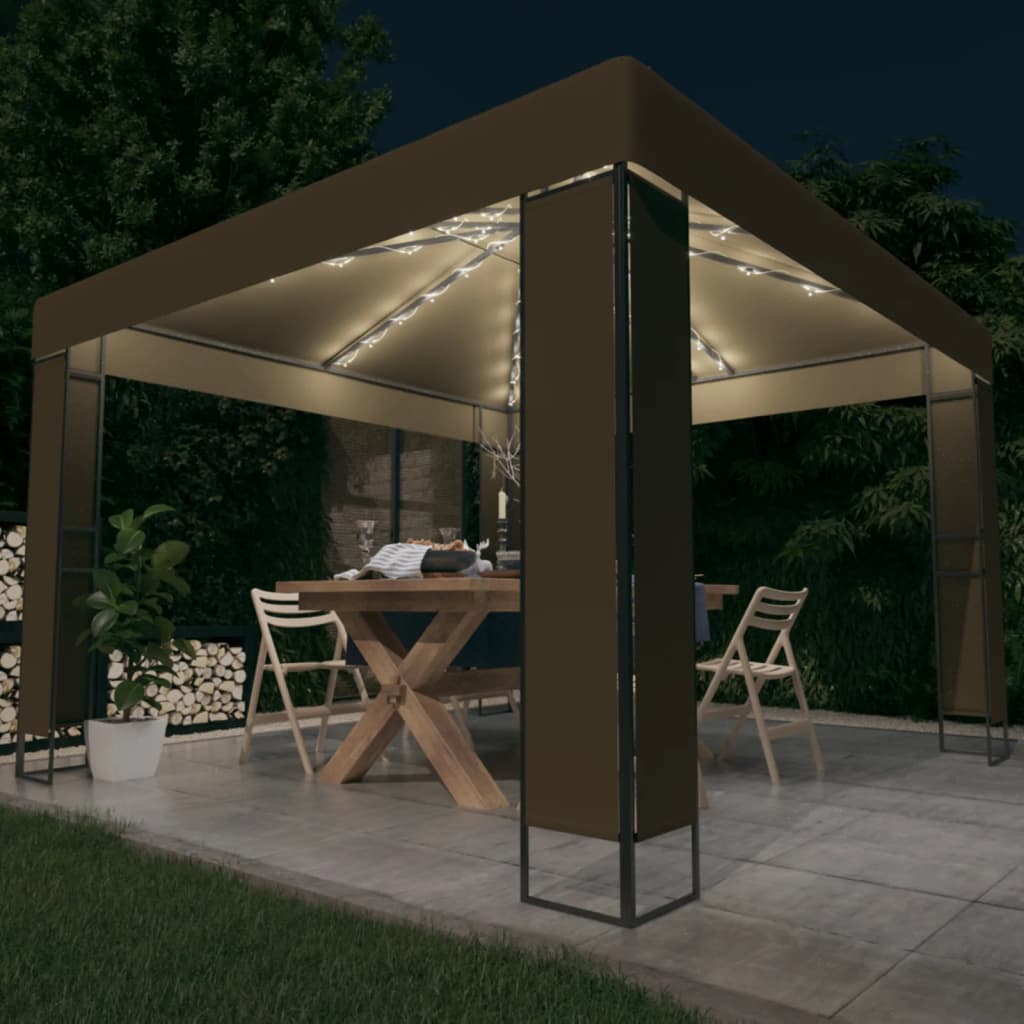Paviljong Med Dubbeltak Och Ljusslinga Led 3X3 M