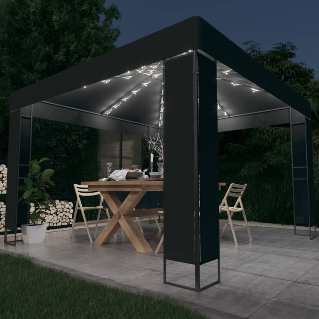 Paviljong Med Dubbeltak Och Ljusslinga Led 3X3 M