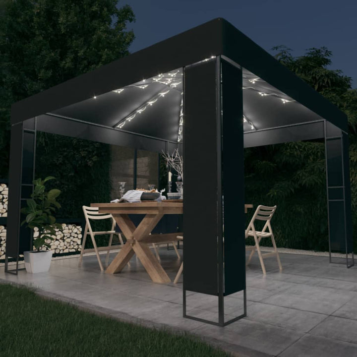 Paviljong Med Dubbeltak Och Ljusslinga Led 3X3 M