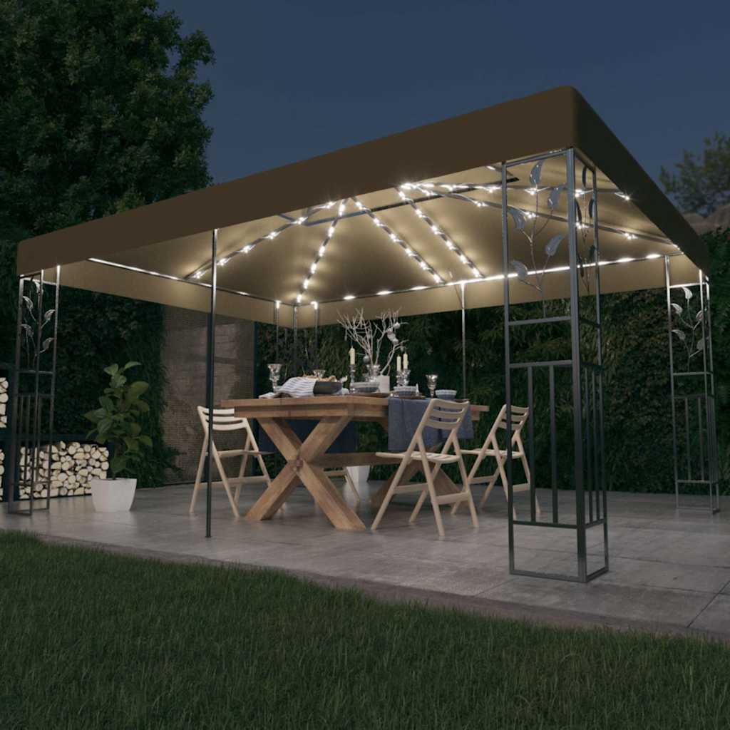 Paviljong Dubbla Tak Och Ljusslinga Led 3X4 M