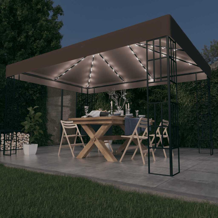 Paviljong Med Ljusslinga Led Gräddvit