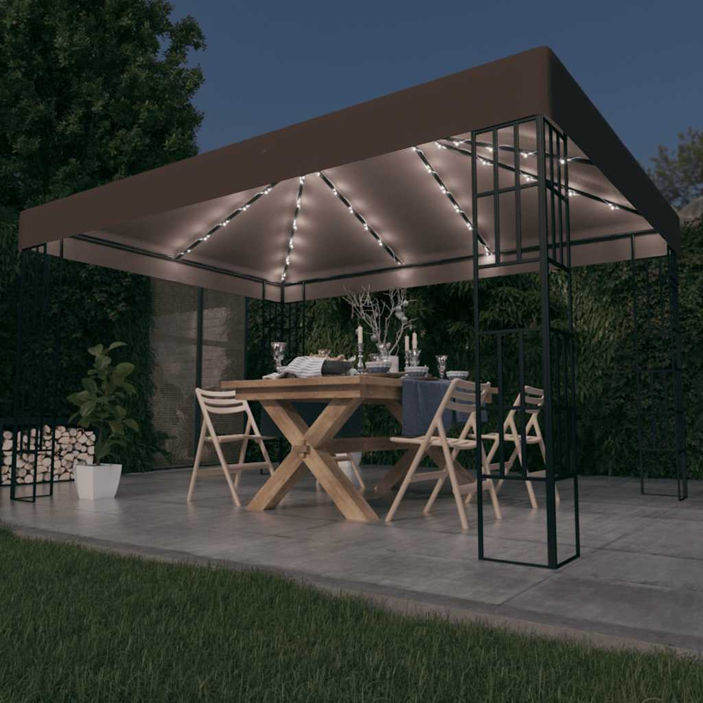 Paviljong Med Ljusslinga Led Gräddvit