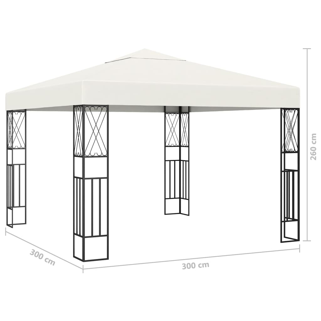 Paviljong Med Ljusslinga Led Gräddvit Tyg