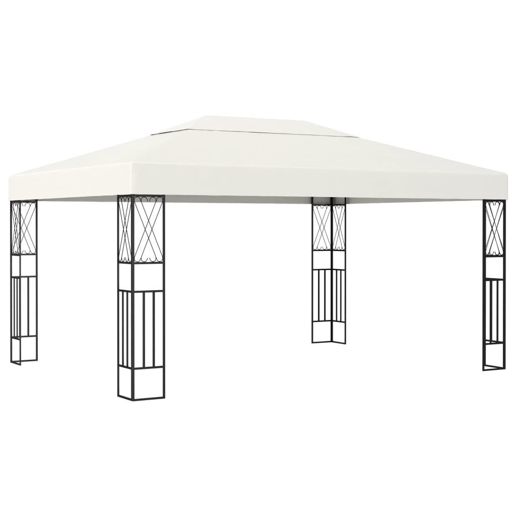 Paviljong Med Ljusslinga Led Gräddvit Tyg