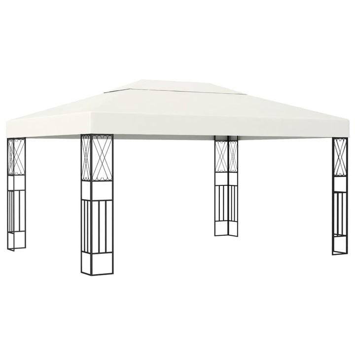 Paviljong Med Ljusslinga Led Gräddvit Tyg