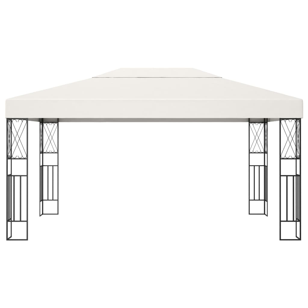 Paviljong Med Ljusslinga Led Gräddvit Tyg