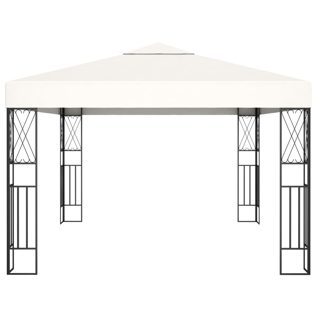 Paviljong Med Ljusslinga Led Gräddvit Tyg