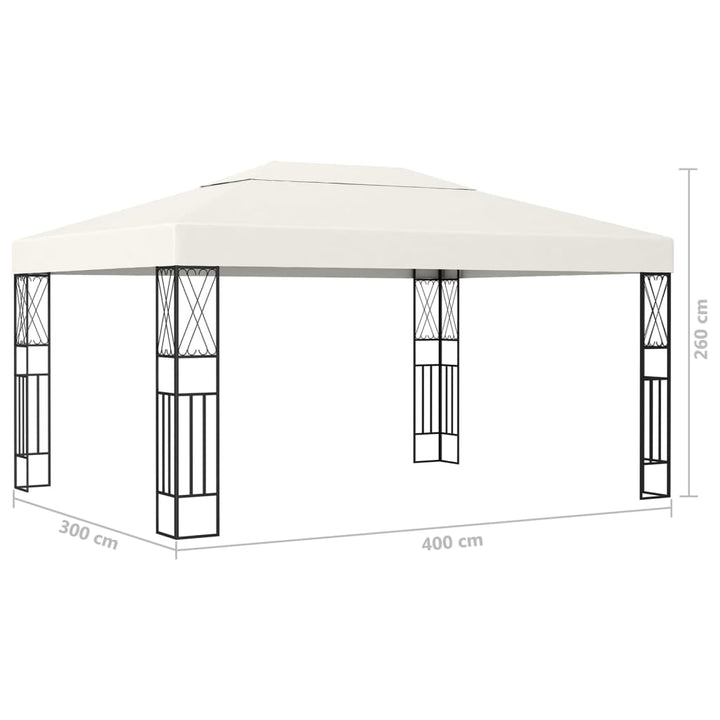 Paviljong Med Ljusslinga Led Gräddvit Tyg