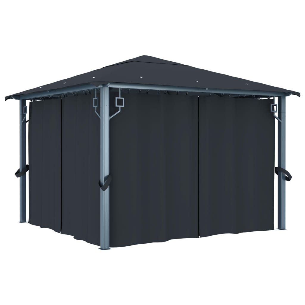 Paviljong Med Gardin &amp; Ljusslinga Led 3X3 M Aluminium