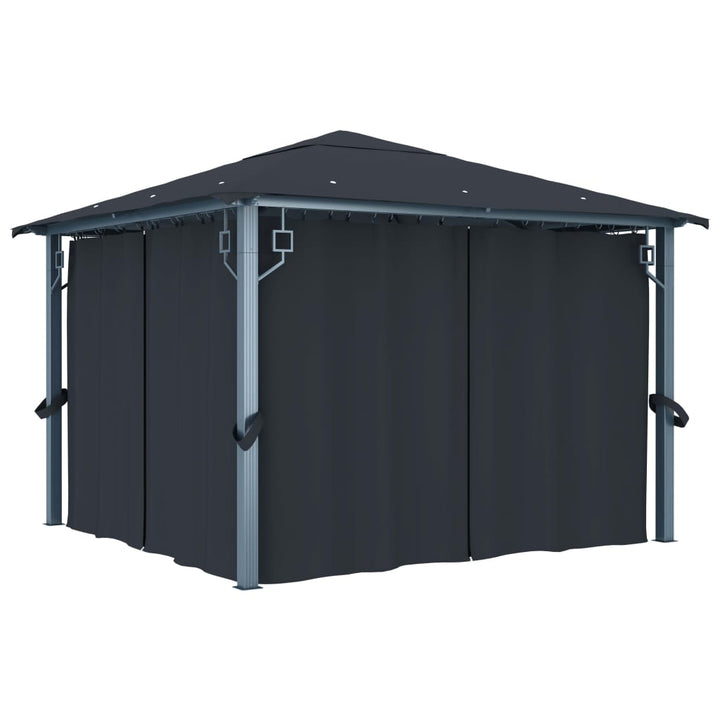 Paviljong Med Gardin &amp; Ljusslinga Led 3X3 M Aluminium