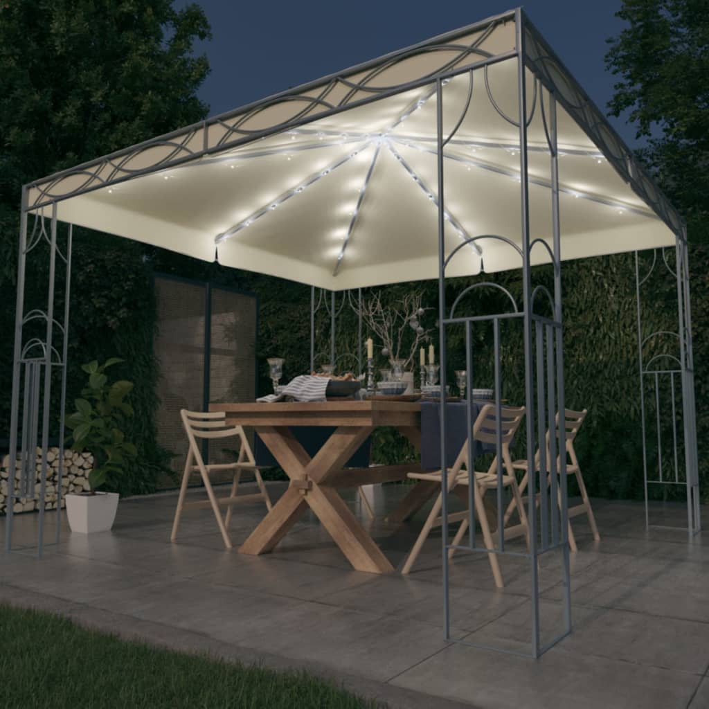 Paviljong Med Ljusslinga Led Gräddvit