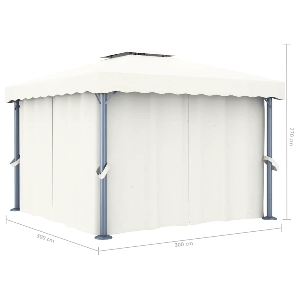 Paviljong Med Draperi Och Ljusslinga Led Gräddvit