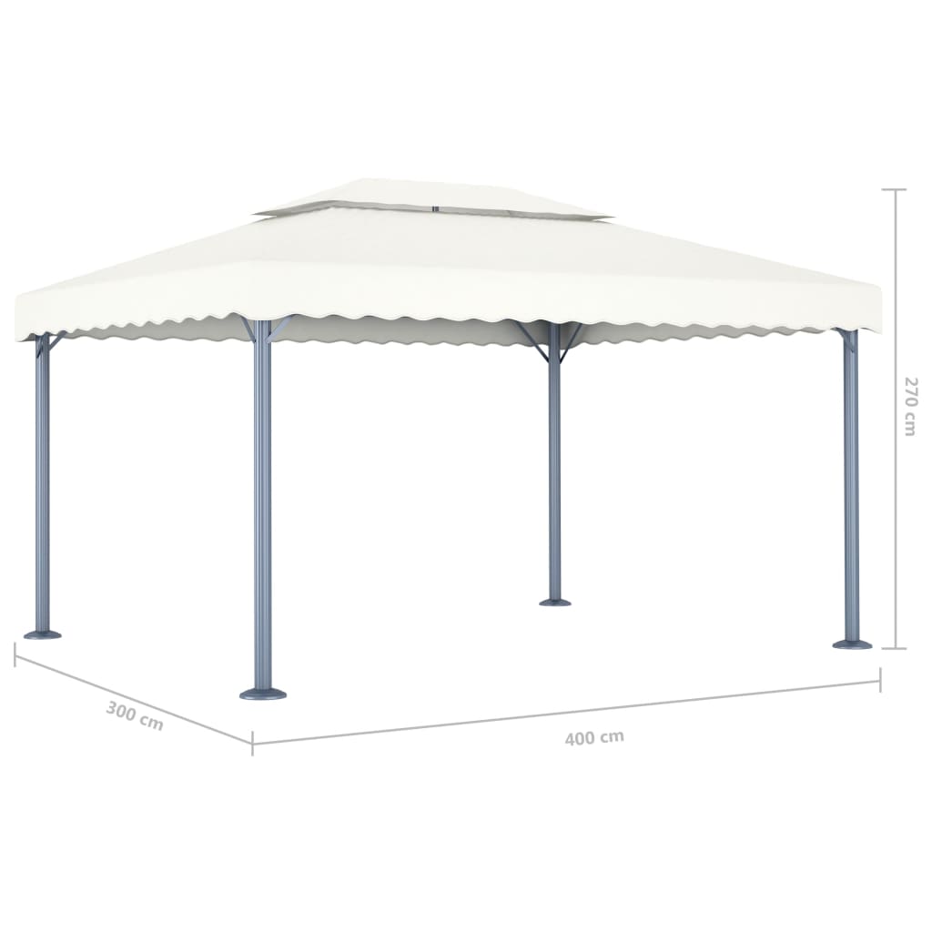 Paviljong Med Ljusslinga Led 400X300 Cm Gräddvit Aluminium