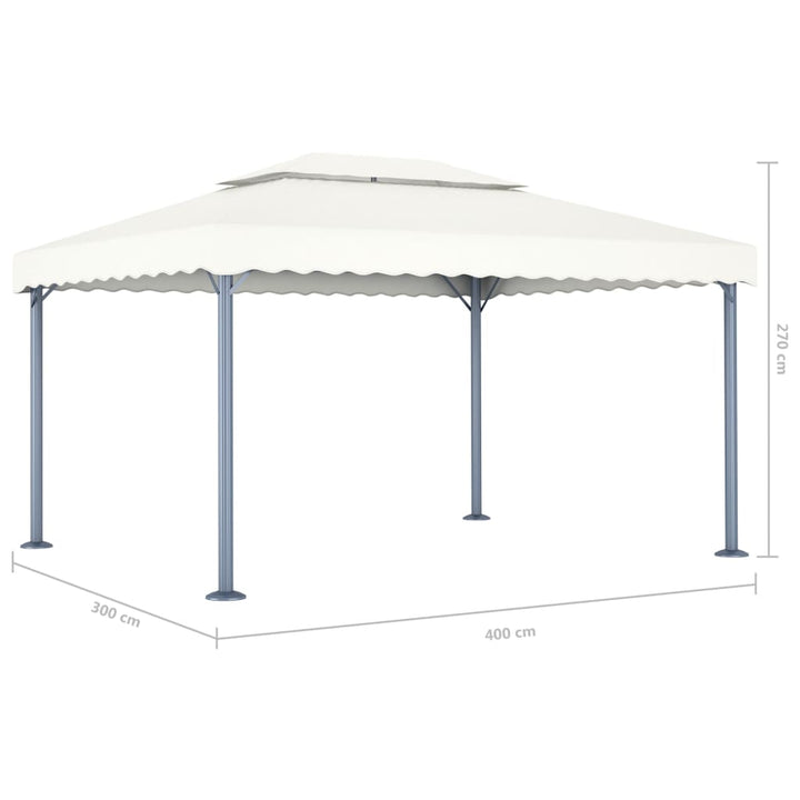 Paviljong Med Ljusslinga Led 400X300 Cm Gräddvit Aluminium