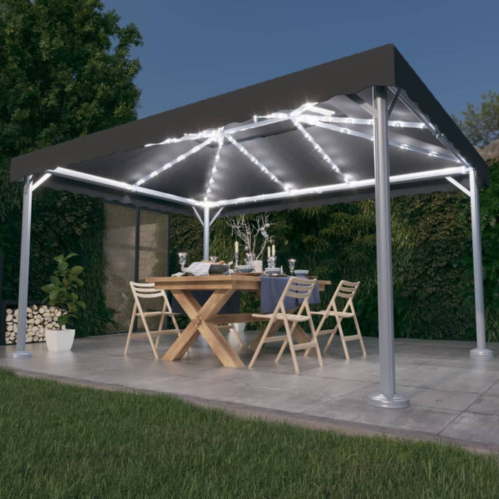 Paviljong Med Ljusslinga Led 400X300 Cm Gräddvit Aluminium