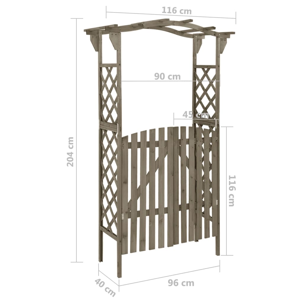 Pergola Med Grind 116X40X204 Cm Massivt Granträ