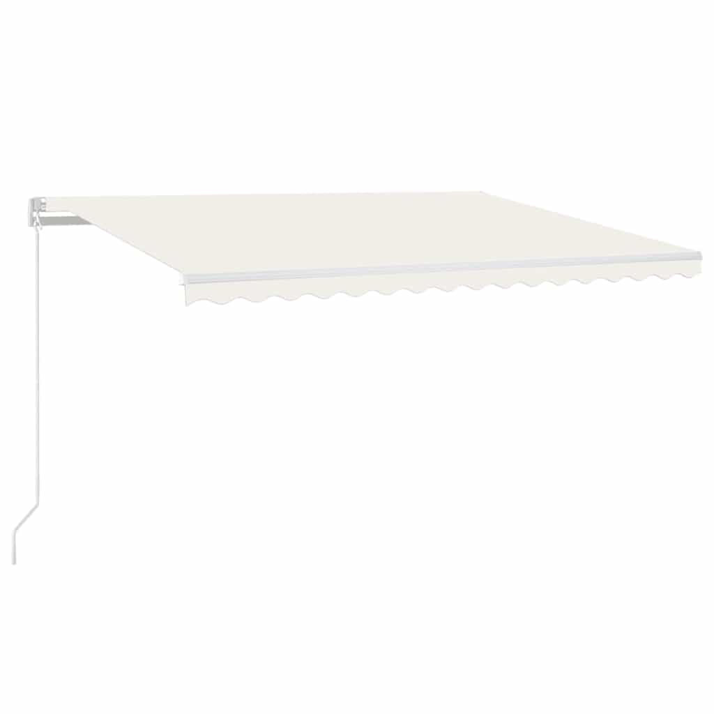 Markis Manuellt Infällbar Med Led Gräddvit