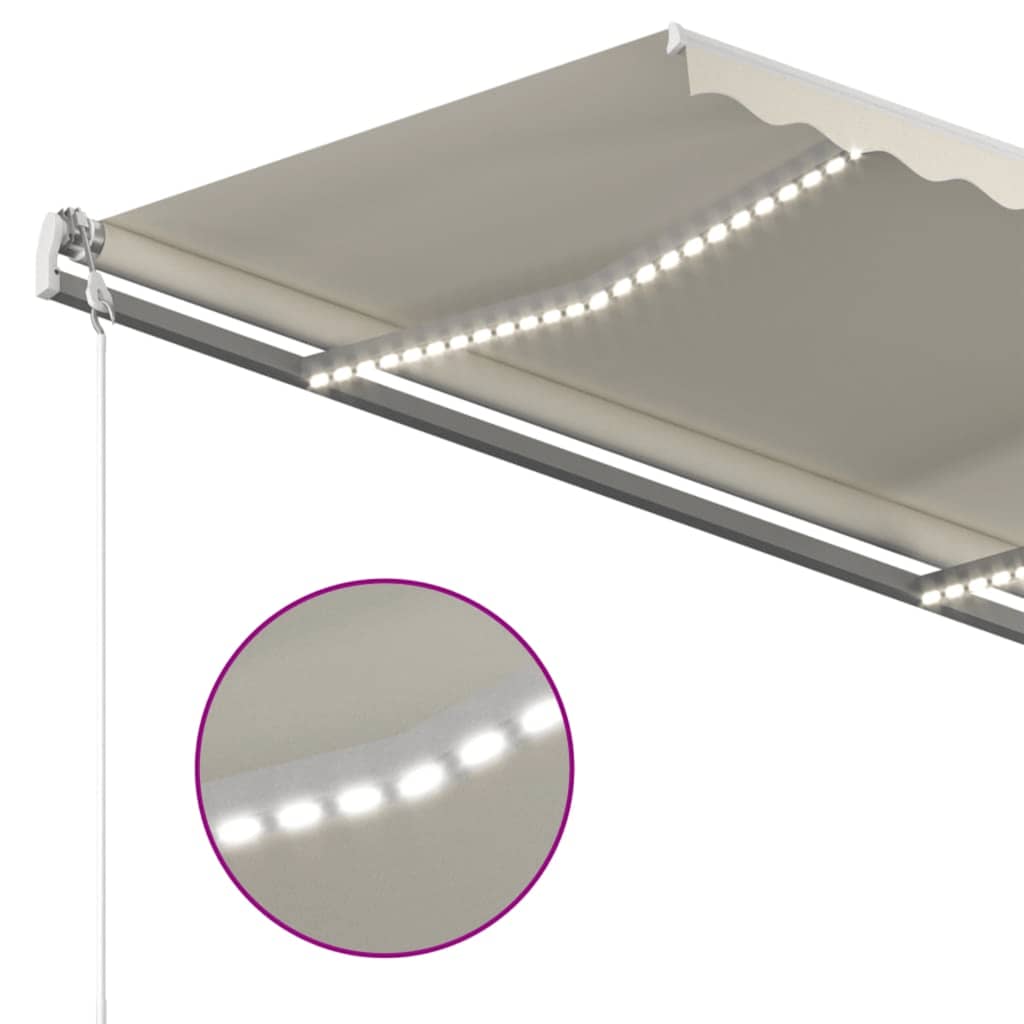 Automatisk Markis Med Vindsensor &amp; Led Gräddvit