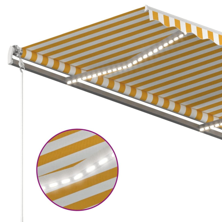 Automatisk Markis Med Vindsensor &amp; Led Gul/Vit