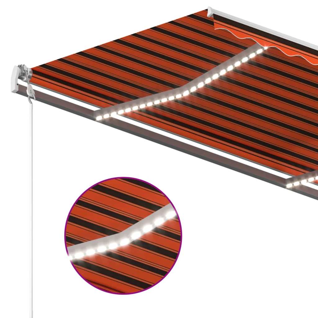 Automatisk Markis Med Vindsensor &amp; Led Orange/Brun