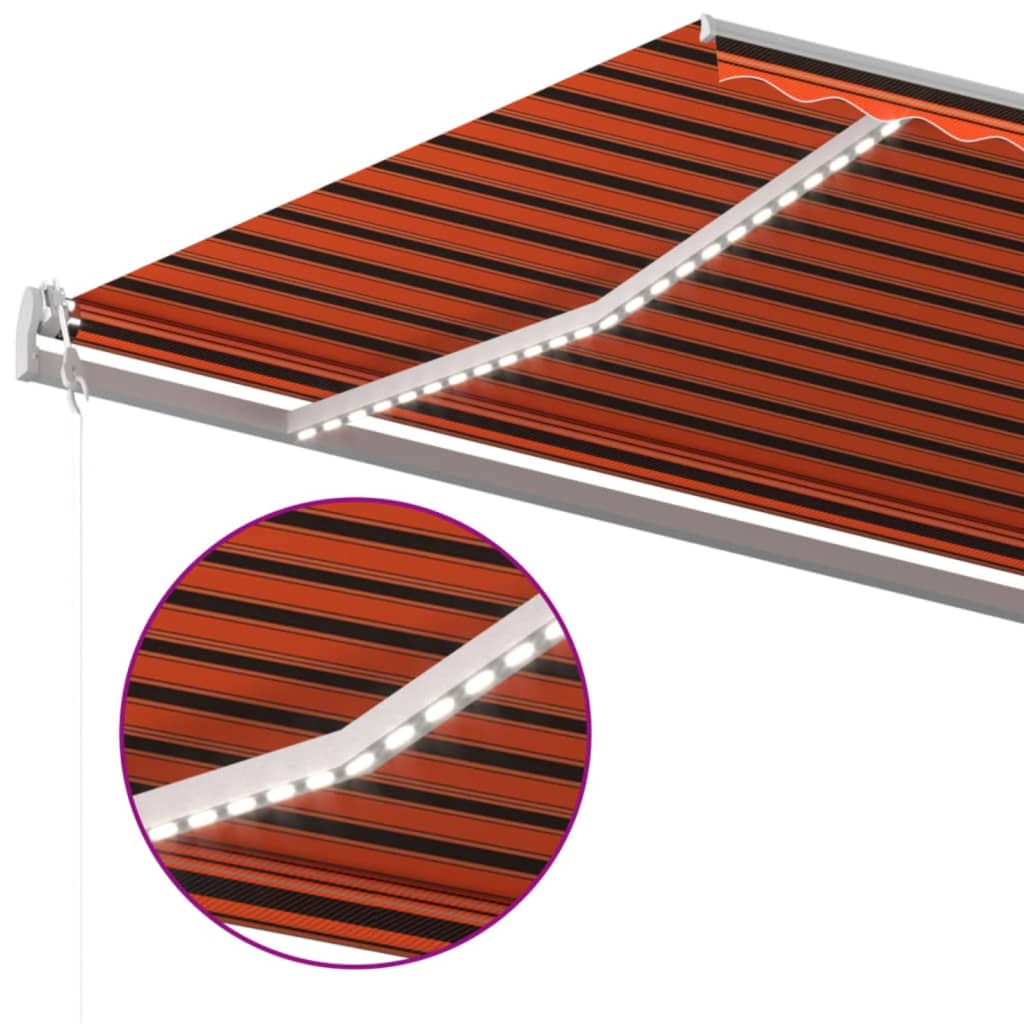Automatisk Markis Med Vindsensor &amp; Led Orange/Brun