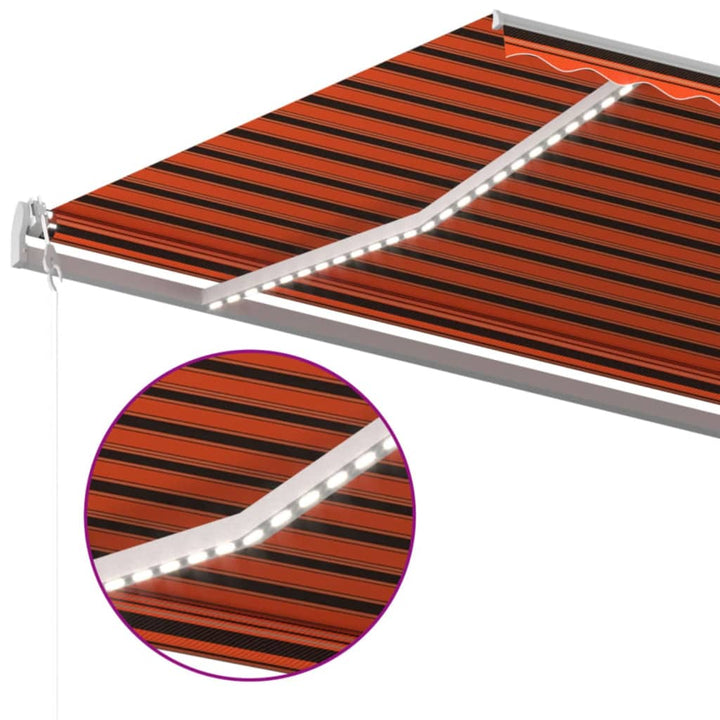 Automatisk Markis Med Vindsensor &amp; Led Orange/Brun