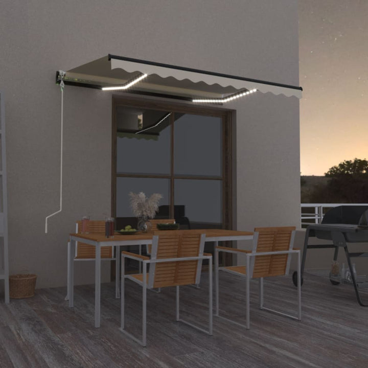 Markis Automatiskt Infällbar Med Leds Antracit&amp;Vit