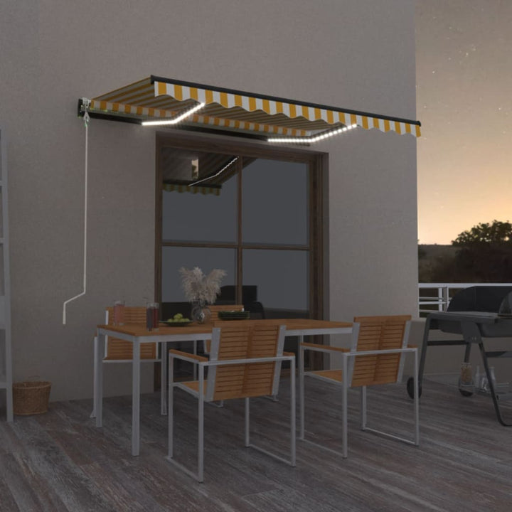 Markis Automatiskt Infällbar Med Leds Antracit&amp;Vit