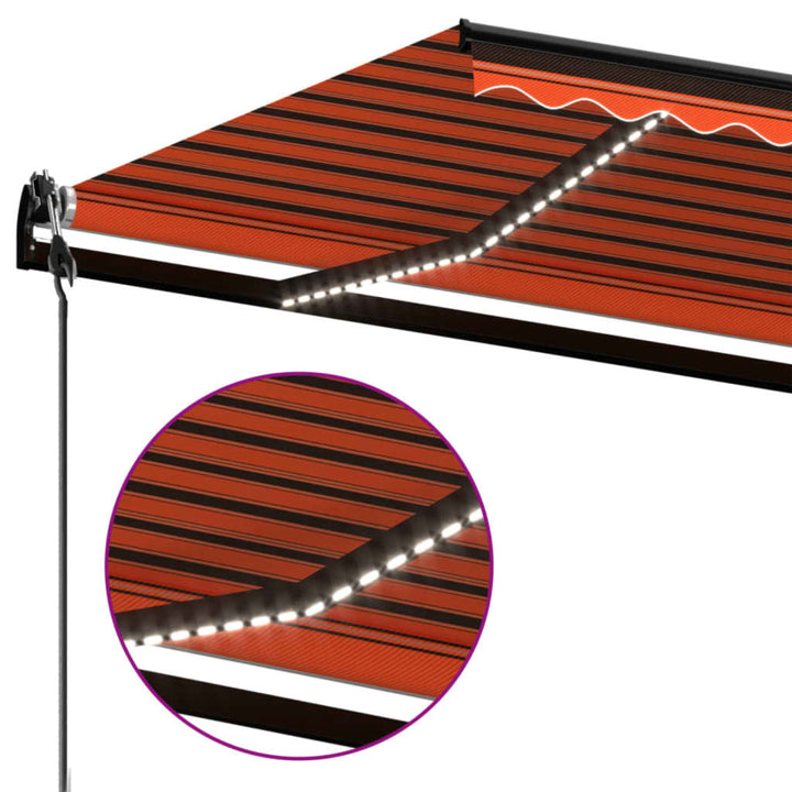 Automatisk Markis Med Vindsensor &amp; Led Orange/Brun