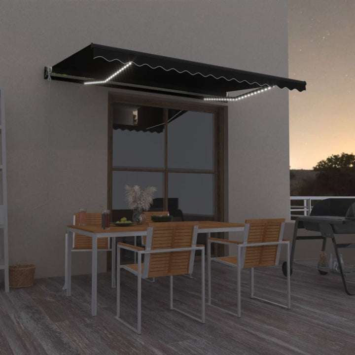 Markis Automatiskt Infällbar Med Leds Antracit&amp;Vit