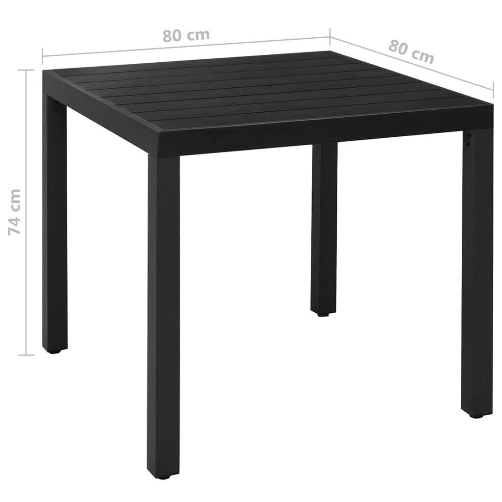 Matgrupp För Trädgården 5 Delar Aluminium Svart