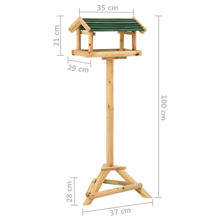 Fågelmatare Med Stativ 37X28X100 Cm Massivt Granträ