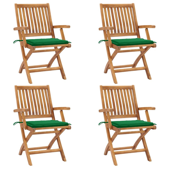 Hopfällbara Stolar Med Dynor 4 St Massivt Teakträ