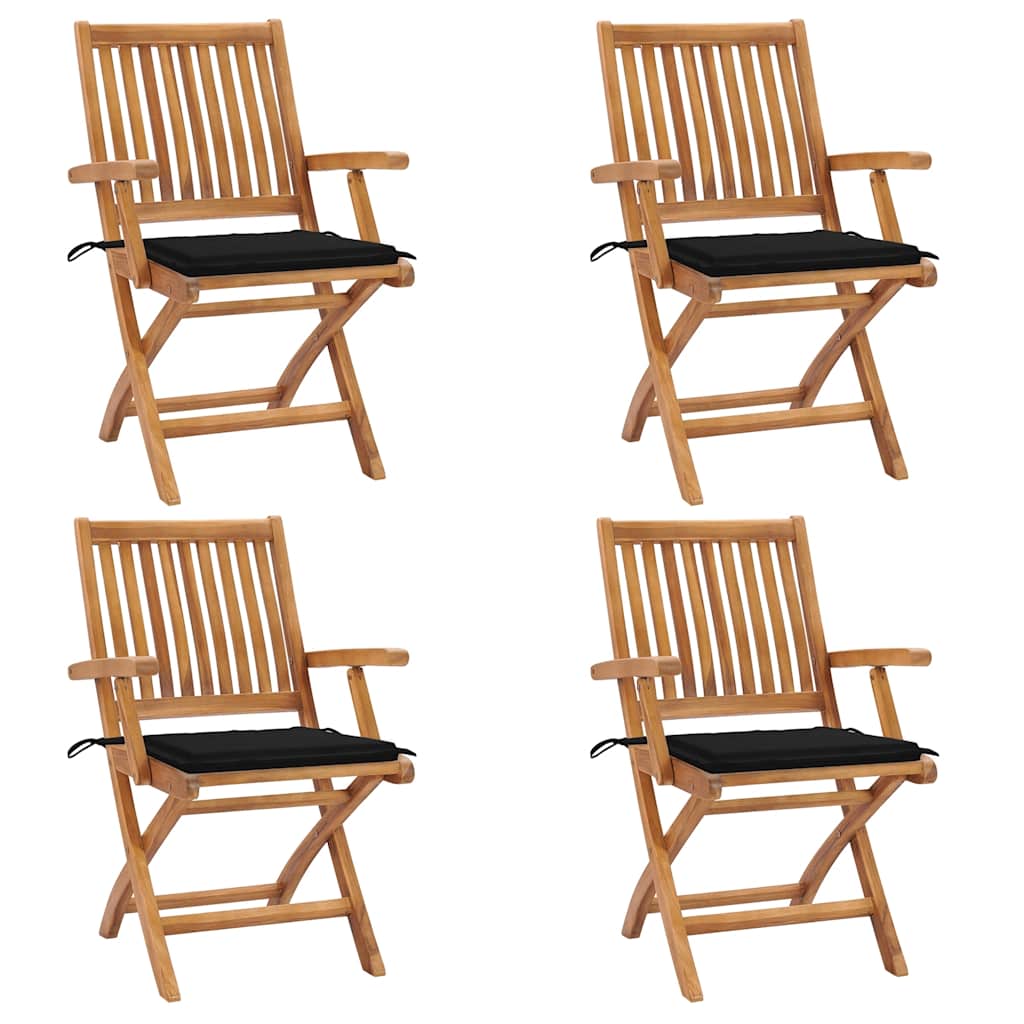 Hopfällbara Stolar Med Dynor 6 St Massivt Teakträ