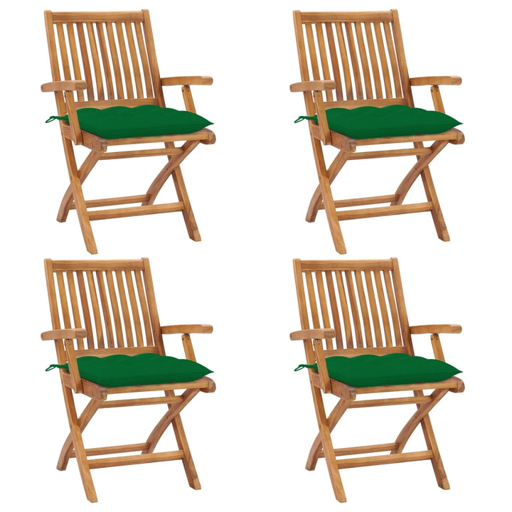 Hopfällbara Stolar Med Dynor 4 St Massivt Teakträ