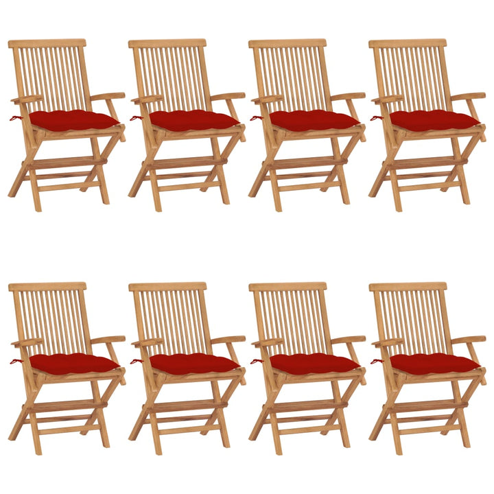Trädgårdsstolar Med A Dynor 8 St Massiv Teak