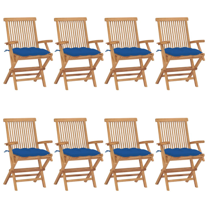 Trädgårdsstolar Med Dynor 8 St Massiv Teak