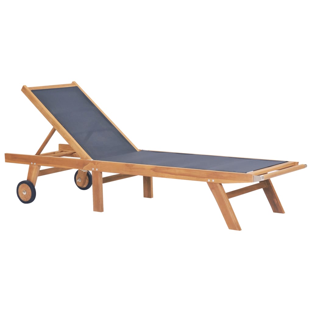 Hopfällbara Solsängar Med Hjul 2 St Massiv Teak Och Textil