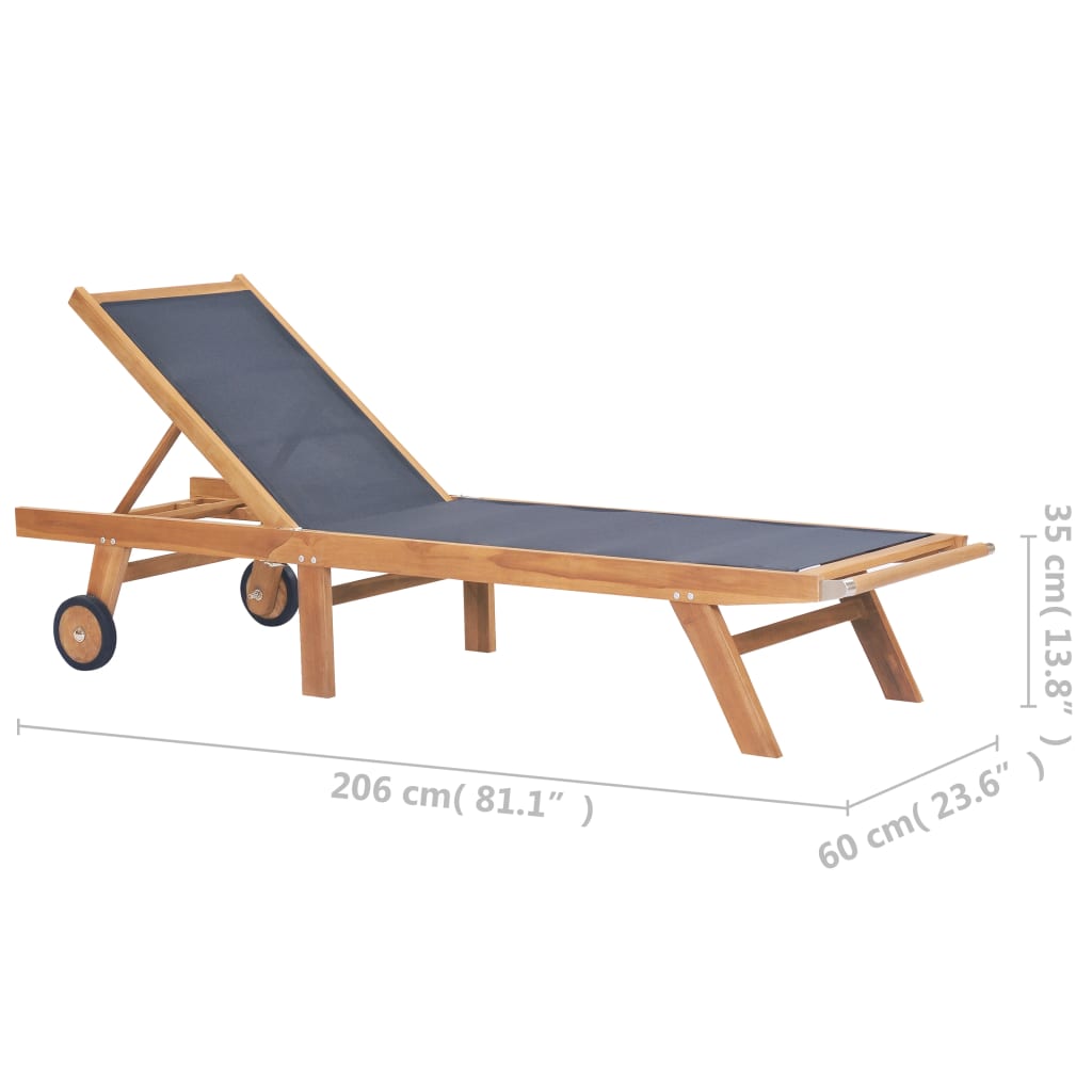 Hopfällbara Solsängar Med Hjul 2 St Massiv Teak Och Textil