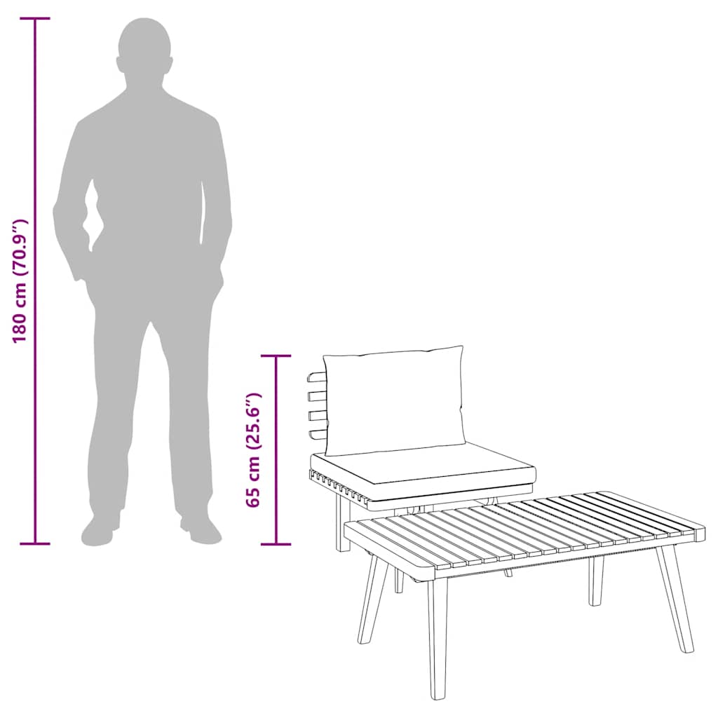 Loungegrupp För Trädgården Med Dynor 2 Delar Massivt Akaciaträ