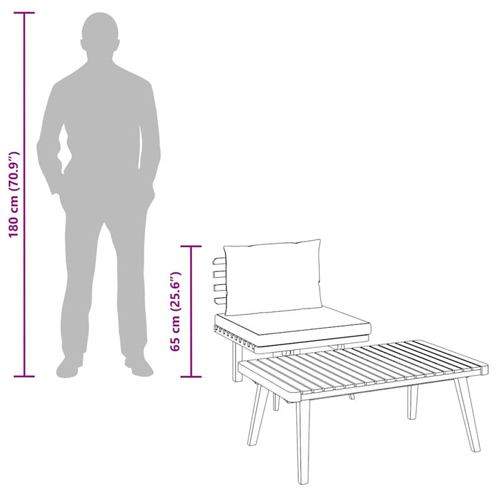 Loungegrupp För Trädgården Med Dynor 2 Delar Massivt Akaciaträ