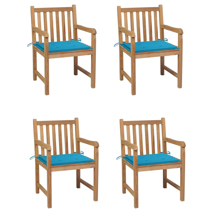 Trädgårdsstolar 2 St Med Rödrutiga Dynor Massiv Teak