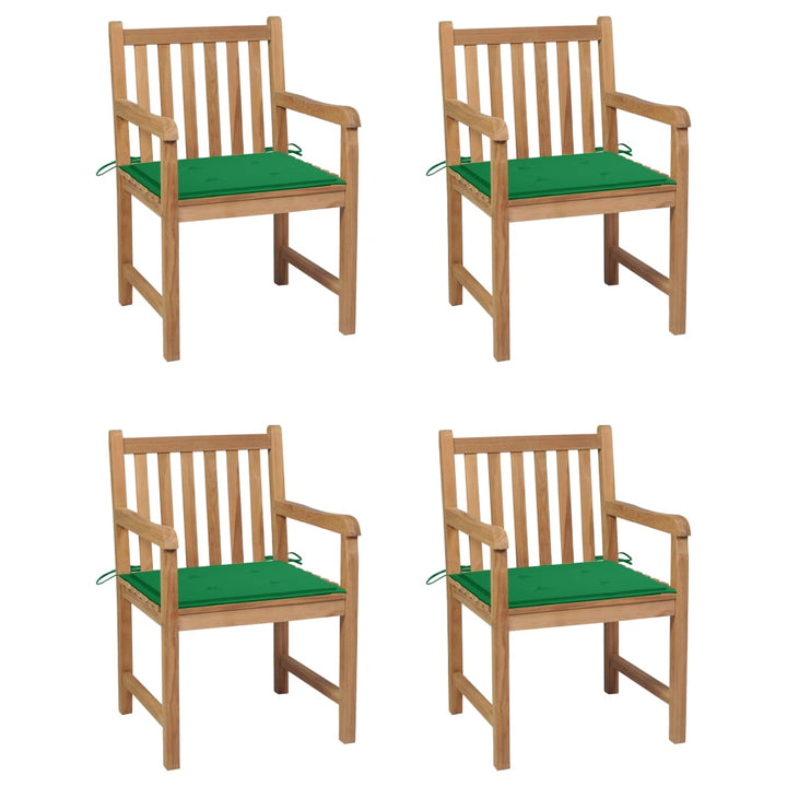Trädgårdsstolar 2 St Med Rödrutiga Dynor Massiv Teak