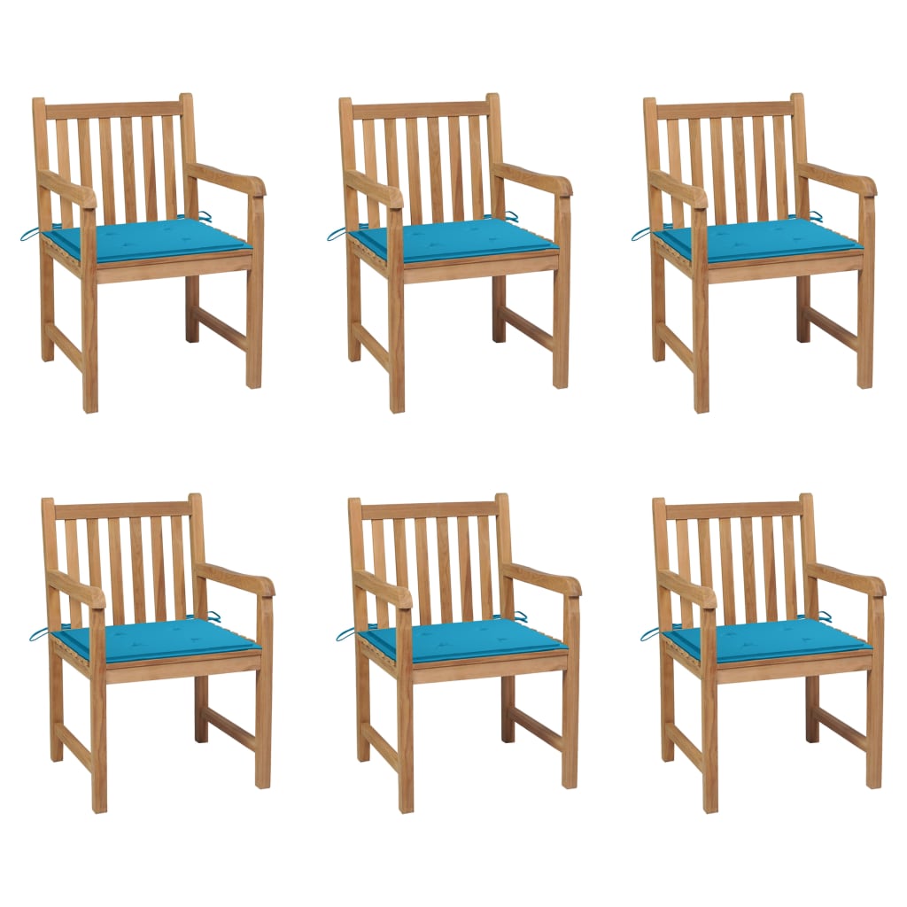Trädgårdsstolar 2 St Med Rödrutiga Dynor Massiv Teak