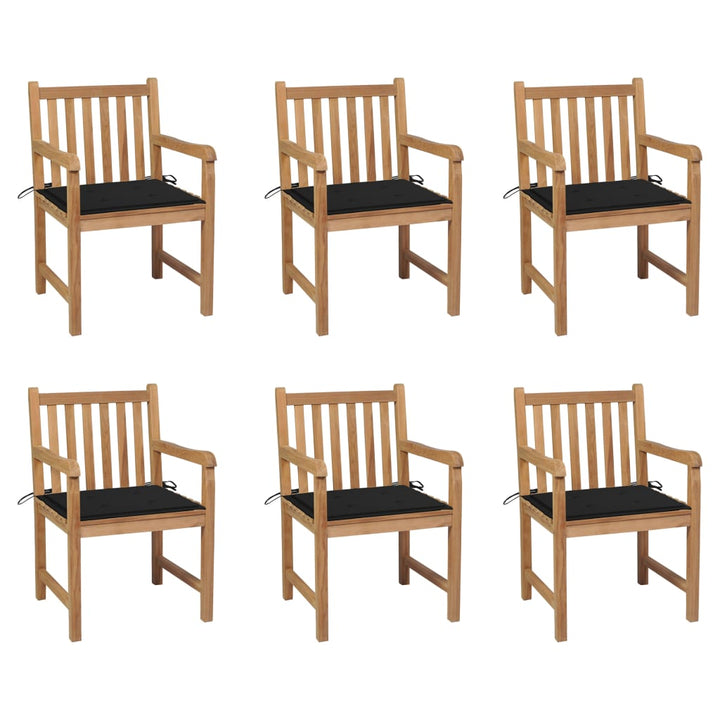 Trädgårdsstolar 2 St Med Rödrutiga Dynor Massiv Teak