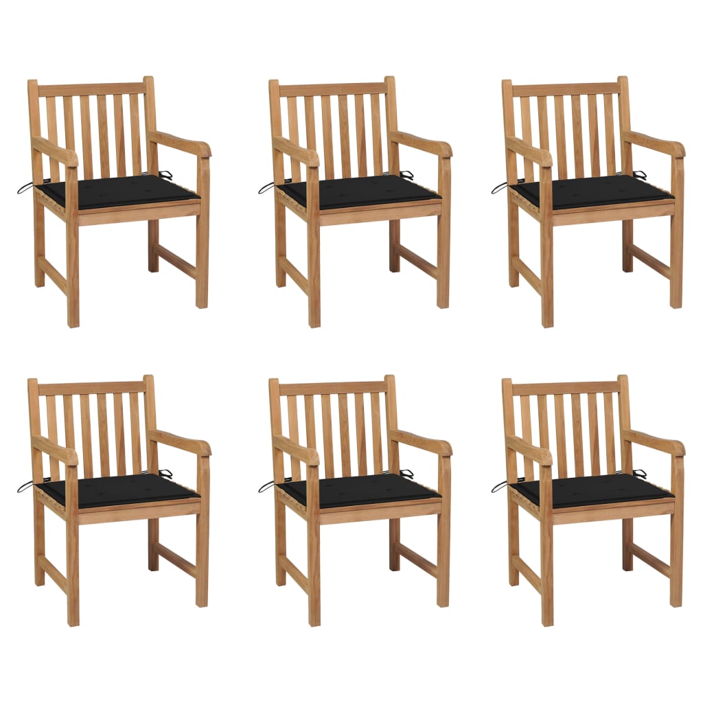 Trädgårdsstolar 2 St Med Rödrutiga Dynor Massiv Teak