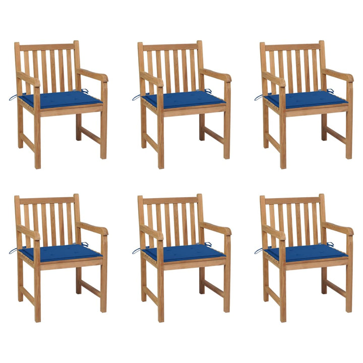 Trädgårdsstolar 2 St Med Rödrutiga Dynor Massiv Teak
